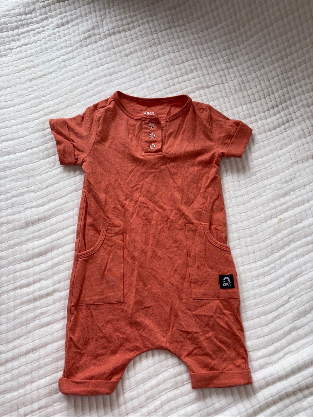 RAGS Orange Short-Sleeve Kids One-Piece Romper